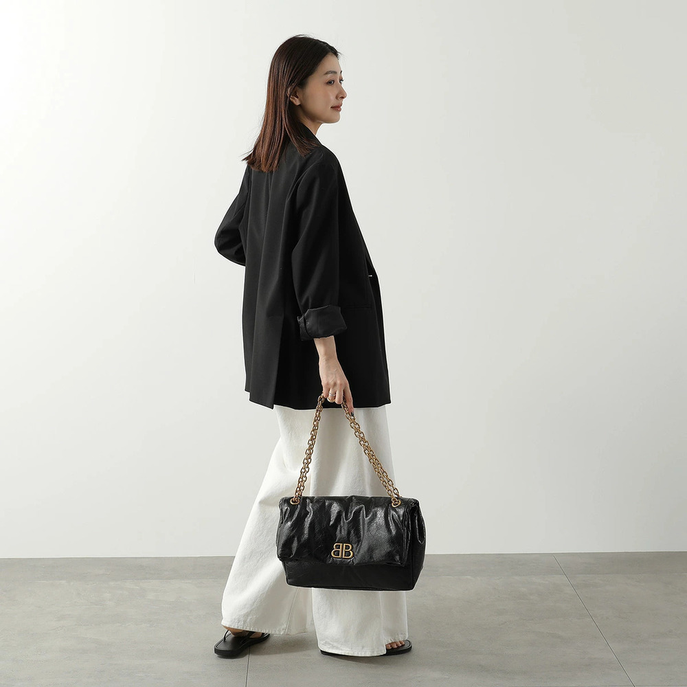 Balenciaga Shoulder Bag MONACO Leather Crossbody icon BLACK